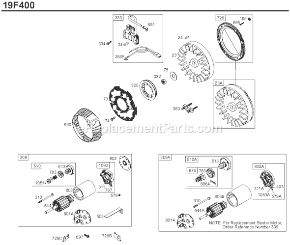 Page E Diagram and Parts List for 19F400SERIES 0043-1137 Briggs and Stratton Engine